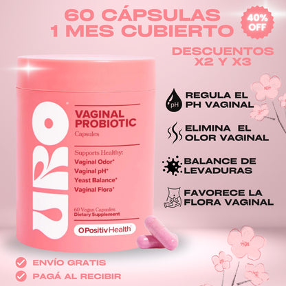 URO Probióticos vaginales - 60 Cápsulas - 1 mes cubierto