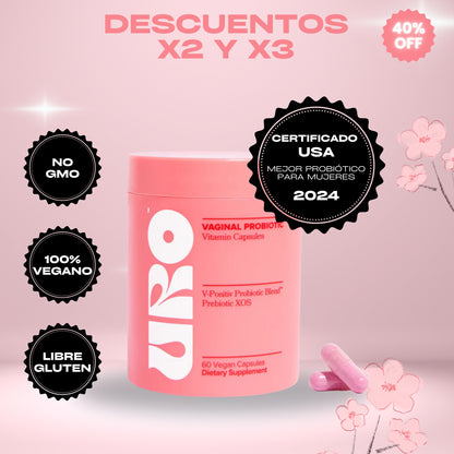 URO Probióticos vaginales - 60 Cápsulas - 1 mes cubierto