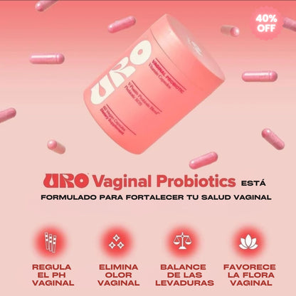 URO Probióticos vaginales - 60 Cápsulas - 1 mes cubierto